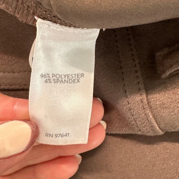 J. Jill Luxe Women's Brown Faux-Suede Pants Microfiber Stretch, Size 6P, EUC - Picture 2 of 5